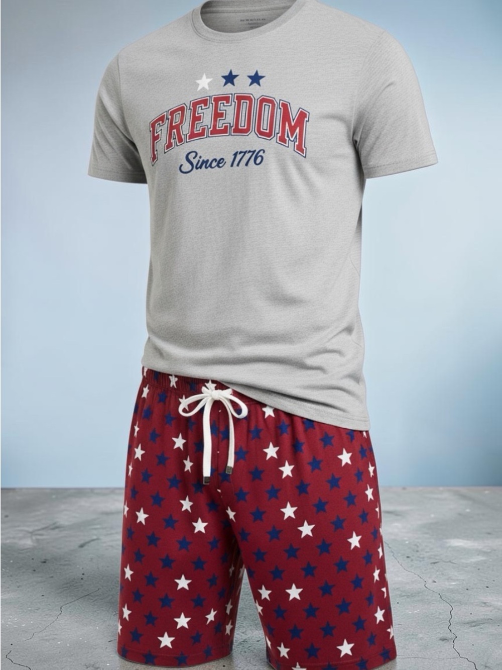 Fruit of the Loom Men XL Pajama Set Americana Freedom Stars Sleepwear 2pc NWT